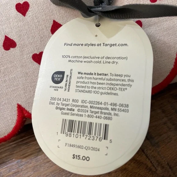 72"x14" Reversible Valentines Hearts Table Runner - Threshold - Picture 3 of 7